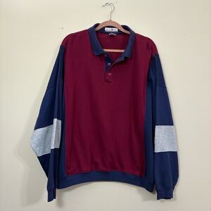 Vintage 90s penguin sport color block rugby polo shirt men’s 3XL Big burgundy cl